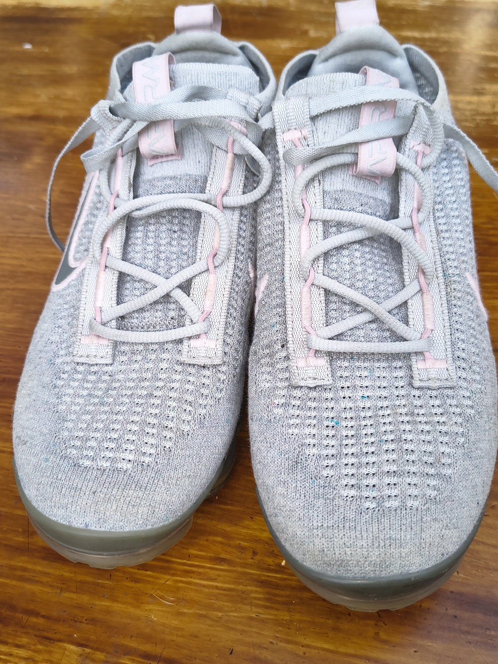 Nike Women’s Knit Vapor Max Sneakers - Light Gray with Pink Trim - Picture 10 of 10